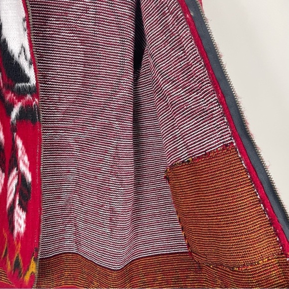 Ruminahui Wool Full Zip Sweater Mens Dream Catcher Long Sleeve Wolf Jacket Red - Picture 7 of 10